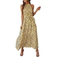 thumbnail image 1 of PRETTYGARDEN Women's Summer Floral Maxi Sun Dress Sleeveless Halter Neck Flowy Ruffle Hem Long Boho Dresses with Belt, 1 of 7