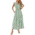 thumbnail image 1 of PRETTYGARDEN Women's Summer Floral Midi Dress Cap Sleeve V Neck Ruffle Long Flowy Boho Casual Beach Vacation Dresses, 1 of 9