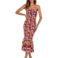 thumbnail image 1 of PRETTYGARDEN Women's Summer Floral Midi Tank Dress Sleeveless Strappy Ruffle Hem Smocked Bodycon Dresses, 1 of 8