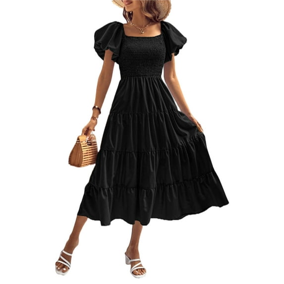 PRETTYGARDEN Women's Summer Hollow Out Halter Dresses Casual Sleeveless A-Line Tiered Swing Sundress Beach Vacation Mini Dress