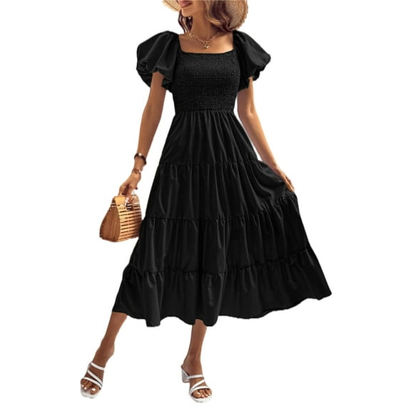 PRETTYGARDEN Women's Summer Hollow Out Halter Dresses Casual Sleeveless A-Line Tiered Swing Sundress Beach Vacation Mini Dress