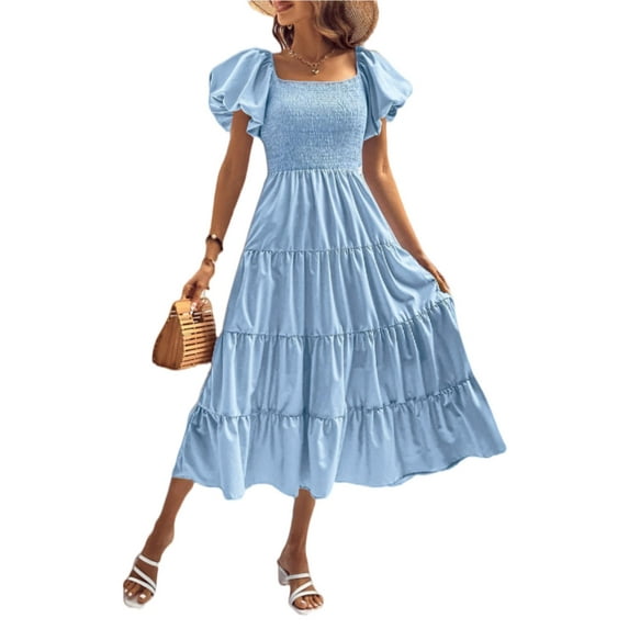 PRETTYGARDEN Women's Summer Hollow Out Halter Dresses Casual Sleeveless A-Line Tiered Swing Sundress Beach Vacation Mini Dress