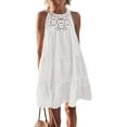 thumbnail image 1 of PRETTYGARDEN Women's Summer Hollow Out Halter Dresses Casual Sleeveless A-Line Tiered Swing Sundress Beach Vacation Mini Dress, 1 of 6