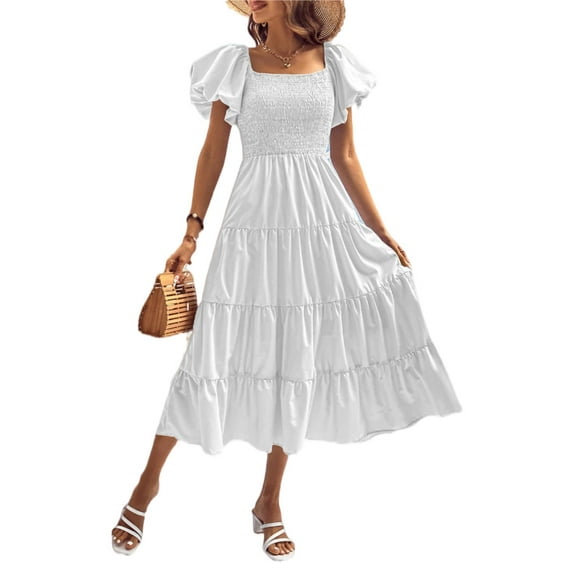 PRETTYGARDEN Women's Summer Hollow Out Halter Dresses Casual Sleeveless A-Line Tiered Swing Sundress Beach Vacation Mini Dress