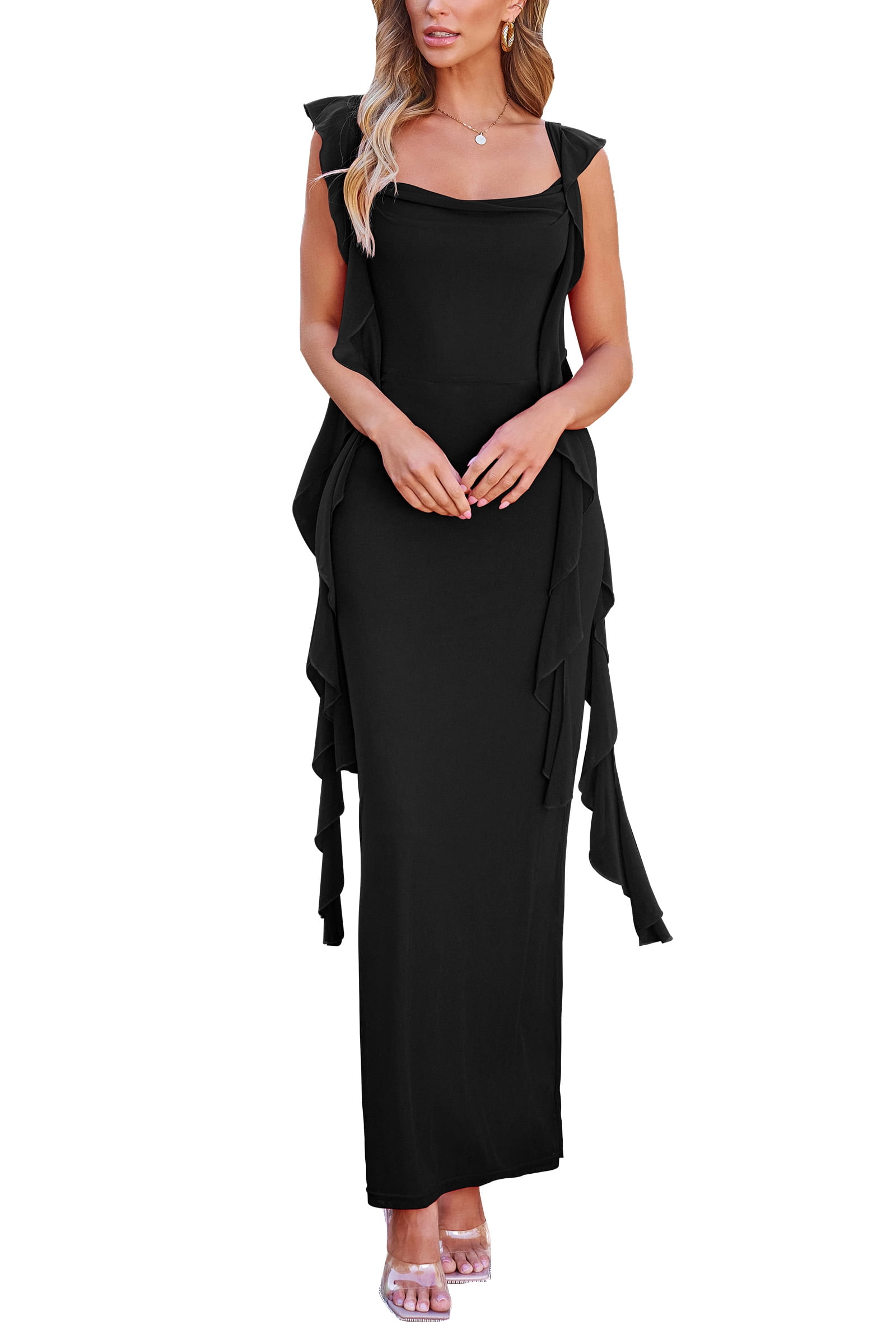 open lace back dress Sheath Wedding Guest Dresses Floral Dress Semi Formal Garden Party Flo –  Koutun Dress main image 1