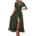 thumbnail image 1 of PRETTYGARDEN Women's Summer Maxi Dress Casual Wrap Floral Boho Short Sleeve V Neck Split Ruffle Beach Long Dresses, 1 of 8