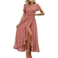 thumbnail image 1 of PRETTYGARDEN Women's Summer Maxi Dress Casual Wrap Floral Boho Short Sleeve V Neck Split Ruffle Beach Long Dresses, 1 of 8