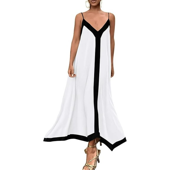 PRETTYGARDEN Women's Summer Maxi Dress Sleeveless V Neck Spaghetti Strap Flowy Elegant Holiday Party Dresses