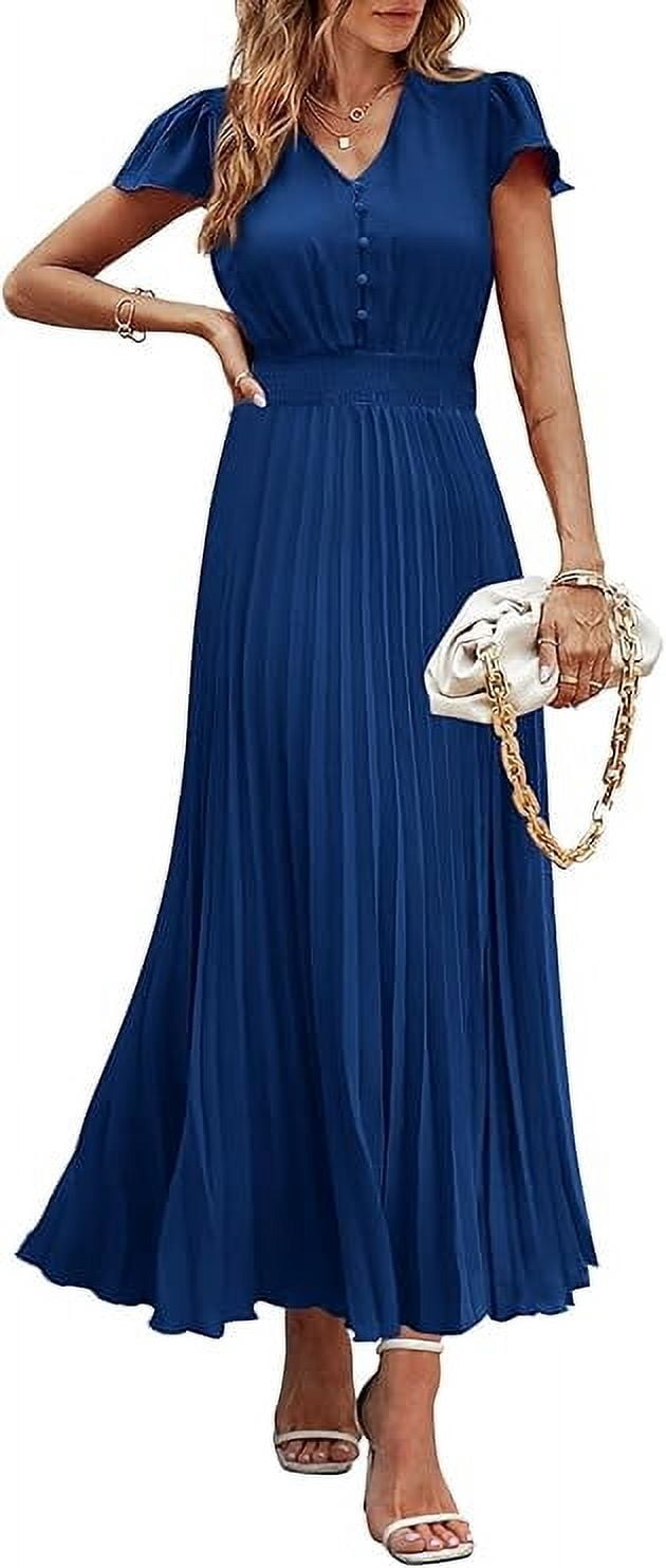 PRETTYGARDEN Women's Summer Maxi Dresses Trendy Casual Button V Neck ...