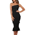 thumbnail image 1 of PRETTYGARDEN Women's Summer Midi Bodycon Dresses One Shoulder Strappy Tiered Ruffle Floral Boho Sun Dress, 1 of 7