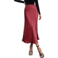 thumbnail image 1 of PRETTYGARDEN Women's Summer Midi Satin Skirt Dressy Casual High Waisted A Line Flowy Ruffle Elegant Party Skirts, 1 of 10