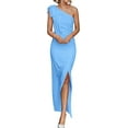 thumbnail image 1 of PRETTYGARDEN Women's Summer One Shoulder Long Formal Dresses Sleeveless Ruched Bodycon Wedding Guest Slit Maxi Dress, 1 of 9