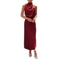 thumbnail image 1 of PRETTYGARDEN Women's Satin Dress Elegant Sleeveless Mock Neck Cocktail Party Maxi Dresses, 1 of 6