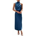 thumbnail image 1 of PRETTYGARDEN Women's Satin Dress Elegant Sleeveless Mock Neck Cocktail Party Maxi Dresses, 1 of 6