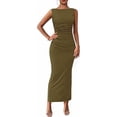thumbnail image 1 of PRETTYGARDEN Women's Summer Semi Formal Midi Dresses Sleeveless Ruched Bodycon Long Elegant Cocktail Wedding Guest Dress, 1 of 8