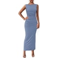 thumbnail image 1 of PRETTYGARDEN Women's Summer Semi Formal Midi Dresses Sleeveless Ruched Bodycon Long Elegant Cocktail Wedding Guest Dress, 1 of 8