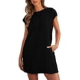 thumbnail image 1 of PRETTYGARDEN Women's Summer Short T Shirt Dress Cap Sleeve Crew Neck Casual Loose Basic Mini Dresses, 1 of 6
