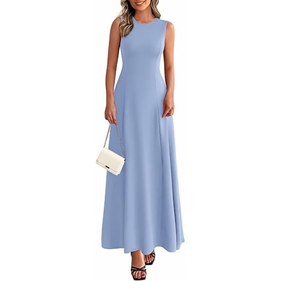 PRETTYGARDEN Women's Summer Tank Maxi Dress Spring Sleeveless Swing A Line Long Flowy Elegant Cocktail Dresses Pockets