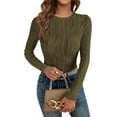 thumbnail image 1 of PRETTYGARDEN Women's Tops Fall Fashion Long Sleeve Crewneck Blouse Slim Fit Textured Basic Knit T Shirt Y2k Clothes, 1 of 9