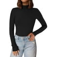 thumbnail image 1 of PRETTYGARDEN Women's Turtleneck Long Sleeve Shirts Fall Basic Thermal Underwear Tops Ribbed Fitted Layering Knit Top, 1 of 10