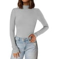 thumbnail image 1 of PRETTYGARDEN Women's Turtleneck Long Sleeve Shirts Fall Basic Thermal Underwear Tops Ribbed Fitted Layering Knit Top, 1 of 10