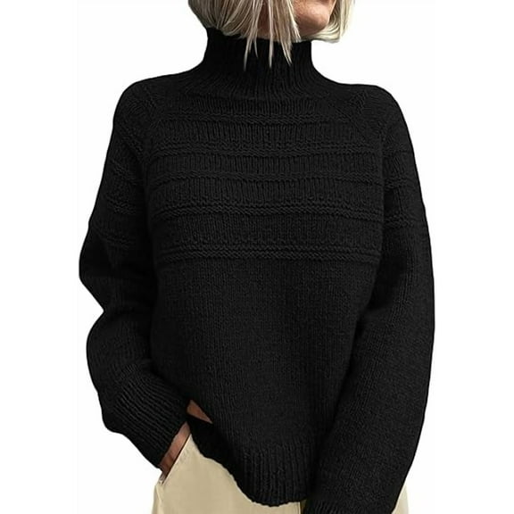 PRETTYGARDEN Women's Turtleneck Sweaters Fall Chunky Knit Pullover Long Sleeve Jumper Tops Trendy Winter Clothes