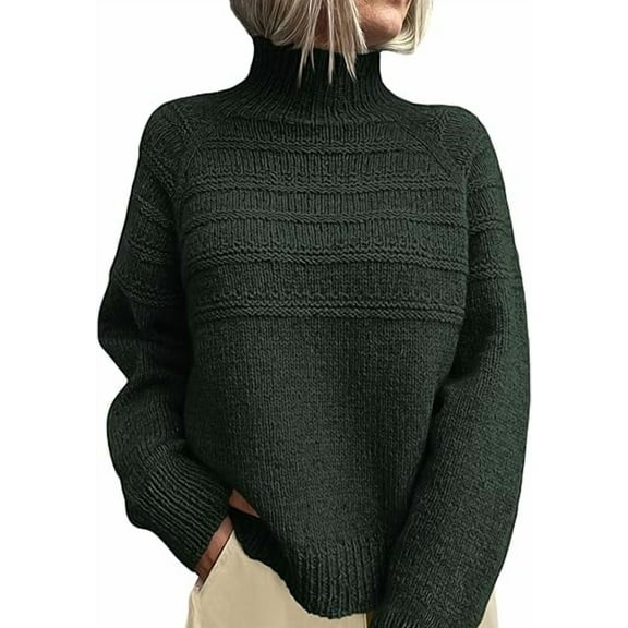 PRETTYGARDEN Women's Turtleneck Sweaters Fall Chunky Knit Pullover Long Sleeve Jumper Tops Trendy Winter Clothes