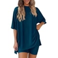 thumbnail image 1 of PRETTYGARDEN Women's Two Piece Lounge Set Summer Casual Oversized Shirts Biker Shorts Matching Airport Travel Outfit, 1 of 7