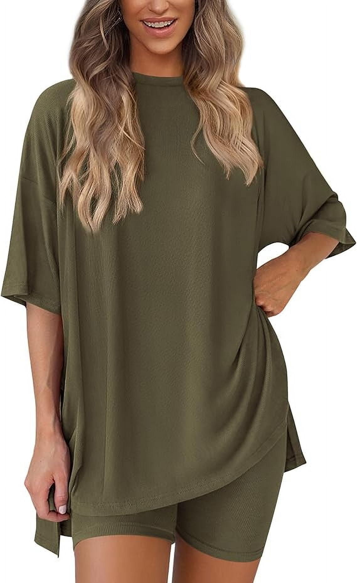 Oversized Cotton Lounge Tee And Shorts Set