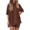 thumbnail image 1 of PRETTYGARDEN Women's Two Piece Lounge Set Summer Casual Oversized Shirts Biker Shorts Matching Airport Travel Outfit, 1 of 7