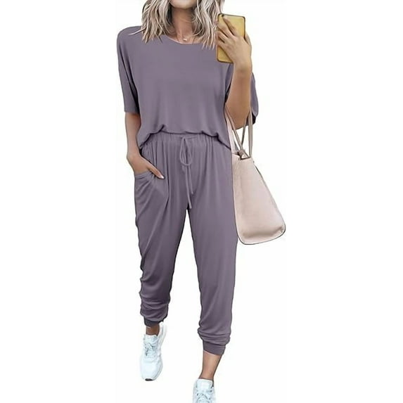 PRETTYGARDEN Women's Two Piece Lounge Sets Spring Summer Jogger Pants Vacation Outfits Travel Airplane Matching Clothes