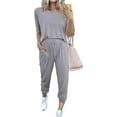 thumbnail image 1 of PRETTYGARDEN Women's Two Piece Lounge Sets Spring Summer Jogger Pants Vacation Outfits Travel Airplane Matching Clothes, 1 of 7