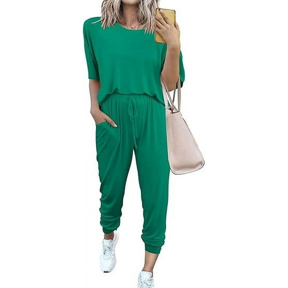 PRETTYGARDEN Women's Two Piece Lounge Sets Spring Summer Jogger Pants Vacation Outfits Travel Airplane Matching Clothes