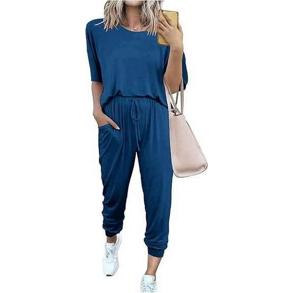 PRETTYGARDEN Women's Two Piece Lounge Sets Spring Summer Jogger Pants Vacation Outfits Travel Airplane Matching Clothes