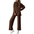 thumbnail image 1 of PRETTYGARDEN Women's Two Piece Lounge Sets Matching Long Sleeve Shirts Wide Leg Pants Tracksuits Travel Outfits Fall Clothes, 1 of 10