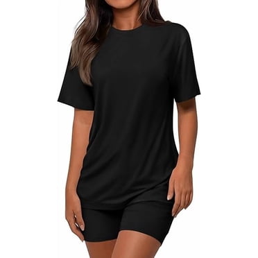 PRETTYGARDEN Women's Two Piece Matching Lounge Sets Summer Casual Tops Short Sleeve Shirts Shorts Travel Airport Outfits