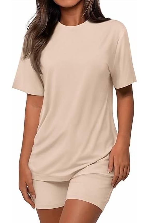 Women's Two Piece Matching Lounge Sets Summer Casual Tops Short Sleeve Shirts Shorts Travel Airport Outfits