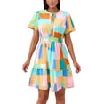 thumbnail image 1 of PRETTYGARDEN Women's V-Neck Mini Dress， Fashionable and graduation ball gown，Wedding guest dress, 1 of 7