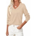 thumbnail image 1 of PRETTYGARDEN Women's V Neck Sweaters Fall Casual Long Sleeve Classic Pullover Cozy Knit Tops Loose Basic Winter Clothing, 1 of 8