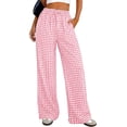 thumbnail image 1 of PRETTYGARDEN Women's Wide Leg Gingham Lounge Pants Summer Casual Plaid Trousers Spring Y2K Clothes Comfy Bottoms, 1 of 10
