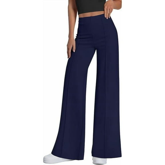 PRETTYGARDEN Women's Wide Leg Palazzo Pants Dressy Casual Elastic High Waisted Trousers Office Business Work Slacks