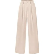 PRETTYGARDEN Women's Wide Leg Suit Pants Loose Fit High Elastic Waisted Business Casual Long Trousers Pant