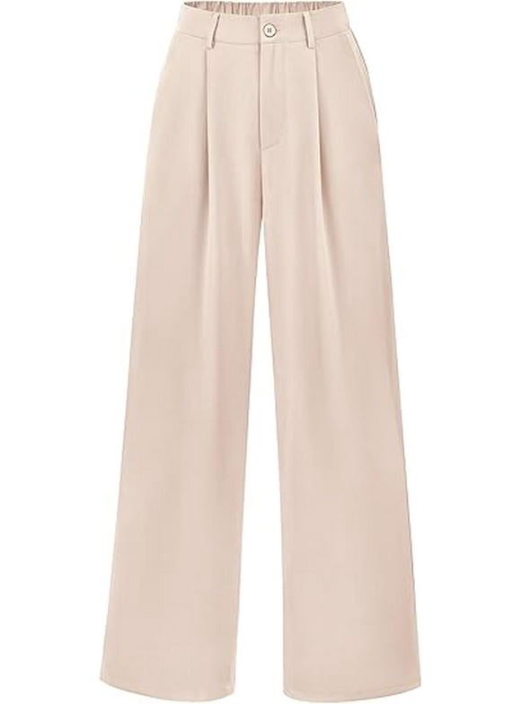 Women's Wide Leg Suit Pants Loose Fit High Elastic Waisted Business Casual Long Trousers Pant