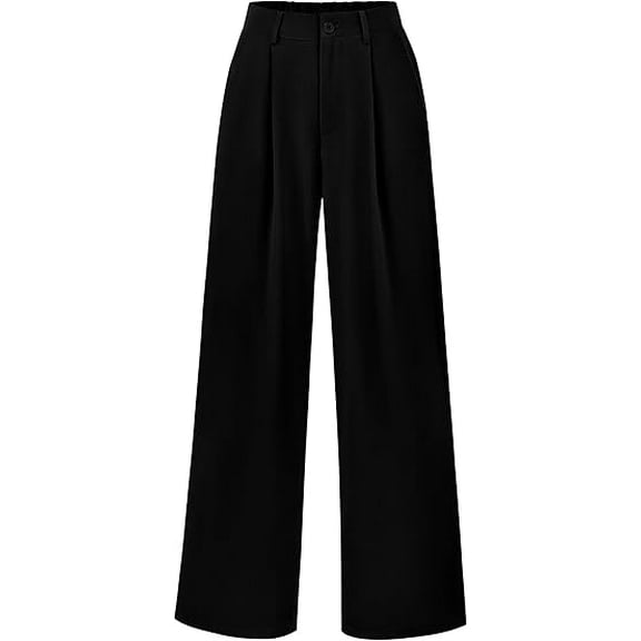 PRETTYGARDEN Women's Wide Leg Suit Pants Loose Fit High Elastic Waisted Business Casual Long Trousers Pant