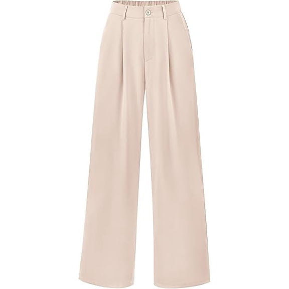 PRETTYGARDEN Women's Wide Leg Suit Pants Loose Fit High Elastic Waisted Business Casual Long Trousers Pant
