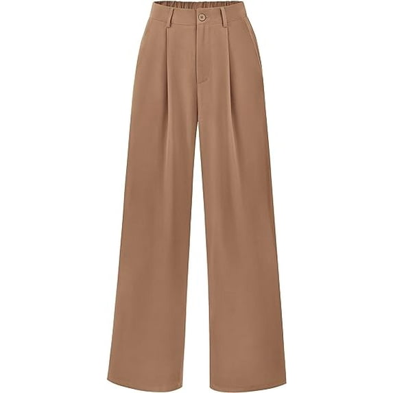 PRETTYGARDEN Women's Wide Leg Suit Pants Loose Fit High Elastic Waisted Business Casual Long Trousers Pant