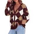 thumbnail image 1 of PRETTYGARDEN Women's Cardigan Argyle Winter Sweaters Cozy Warm Chunky Knit, Long Sleeve V Neck, Color Block Plaid, Button Up Pocket,Trendy Fall Jackets, Holiday Going Out Outfits, 1 of 9