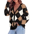 thumbnail image 1 of PRETTYGARDEN Women's Cardigan Argyle Winter Sweaters Cozy Warm Chunky Knit, Long Sleeve V Neck, Color Block Plaid, Button Up Pocket,Trendy Fall Jackets, Holiday Going Out Outfits, 1 of 9
