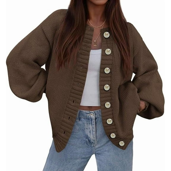 PRETTYGARDEN Women's Winter Cardigan Sweaters Trendy Chunky Knit Long Sleeve Button Up Casual Warm Fall Jackets Coats