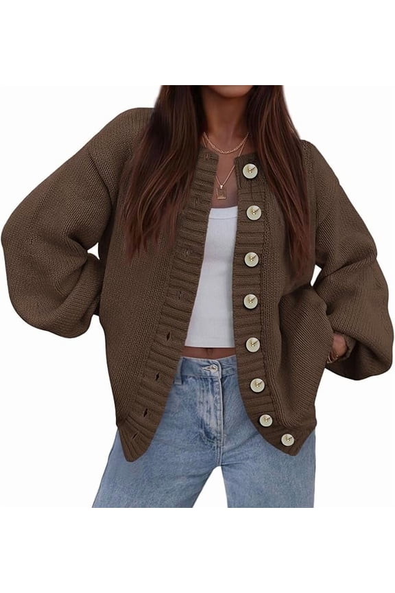 Women's Winter Cardigan Sweaters Trendy Chunky Knit Long Sleeve Button Up Casual Warm Fall Jackets Coats